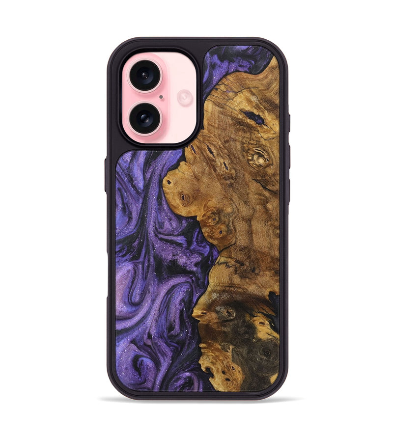 iPhone 16 Wood+Resin Phone Case - Rosemarie (Purple, 722370)