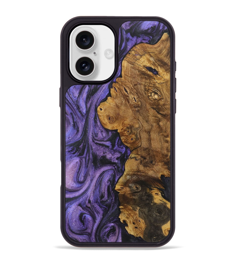 iPhone 16 Plus Wood+Resin Phone Case - Rosemarie (Purple, 722370)