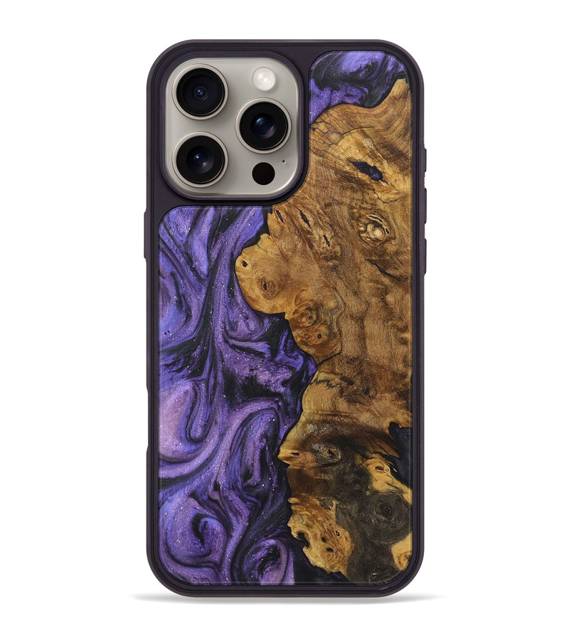 iPhone 16 Pro Max Wood+Resin Phone Case - Rosemarie (Purple, 722370)