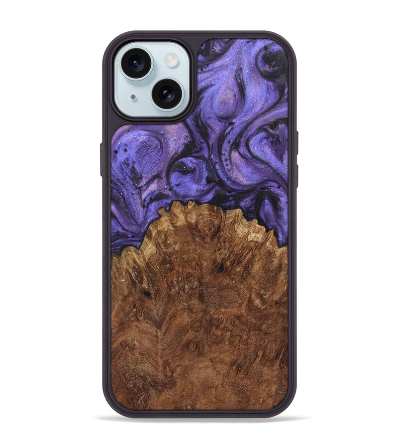 iPhone 15 Plus Wood+Resin Phone Case - Yahir (Purple, 722371)