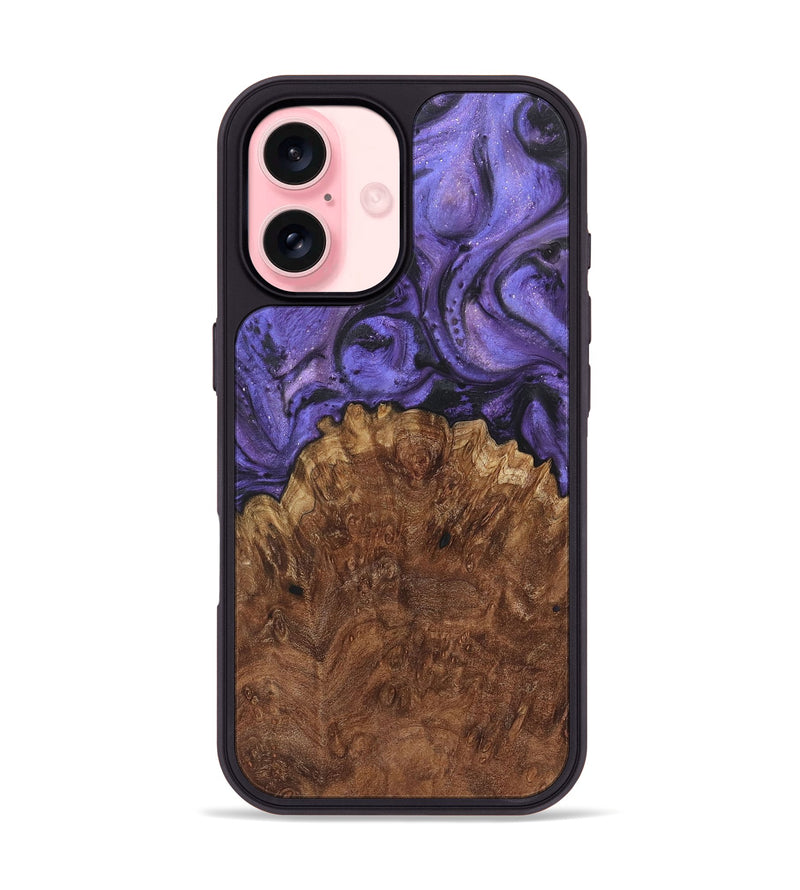 iPhone 16 Wood+Resin Phone Case - Yahir (Purple, 722371)