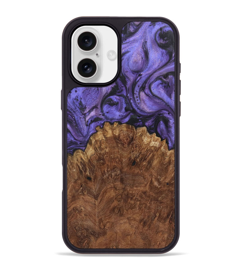 iPhone 16 Plus Wood+Resin Phone Case - Yahir (Purple, 722371)