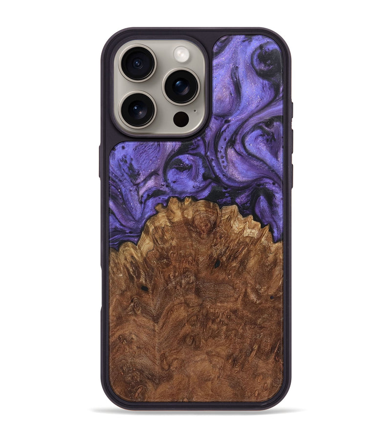 iPhone 16 Pro Max Wood+Resin Phone Case - Yahir (Purple, 722371)