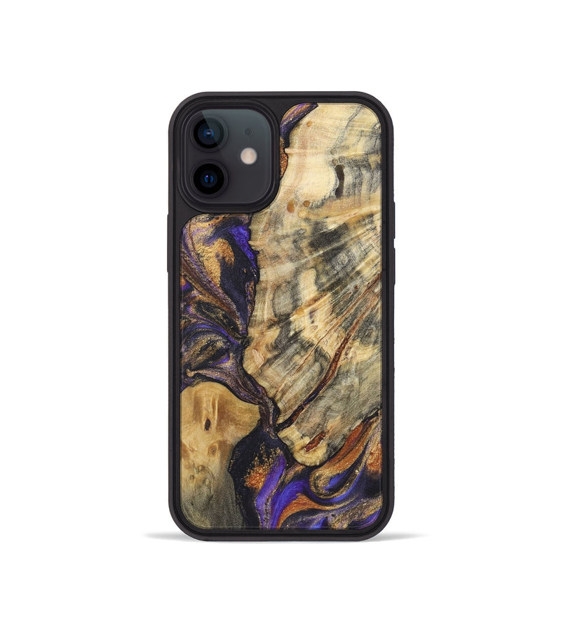 iPhone 12 mini Wood+Resin Phone Case - Nataly (Purple, 722372)