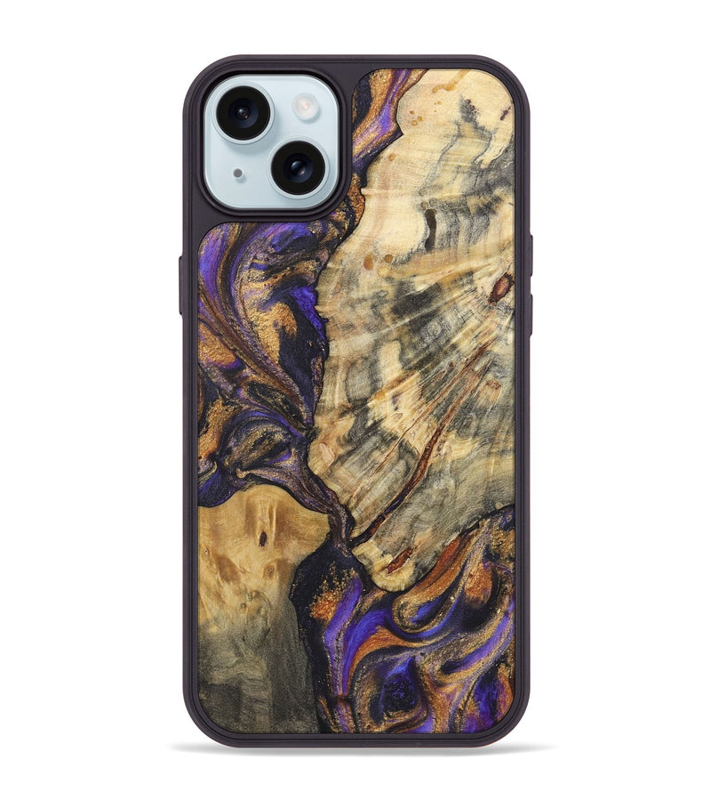 iPhone 15 Plus Wood+Resin Phone Case - Nataly (Purple, 722372)