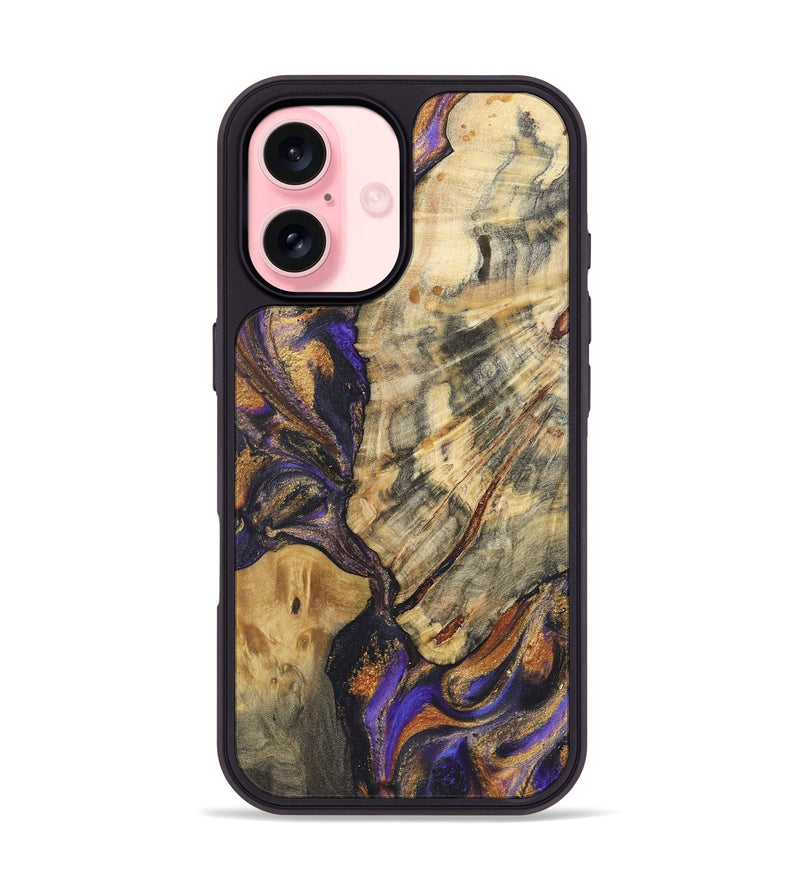 iPhone 16 Wood+Resin Phone Case - Nataly (Purple, 722372)