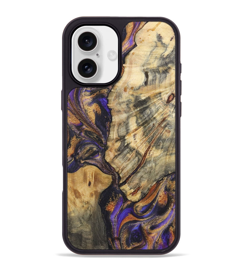 iPhone 16 Plus Wood+Resin Phone Case - Nataly (Purple, 722372)