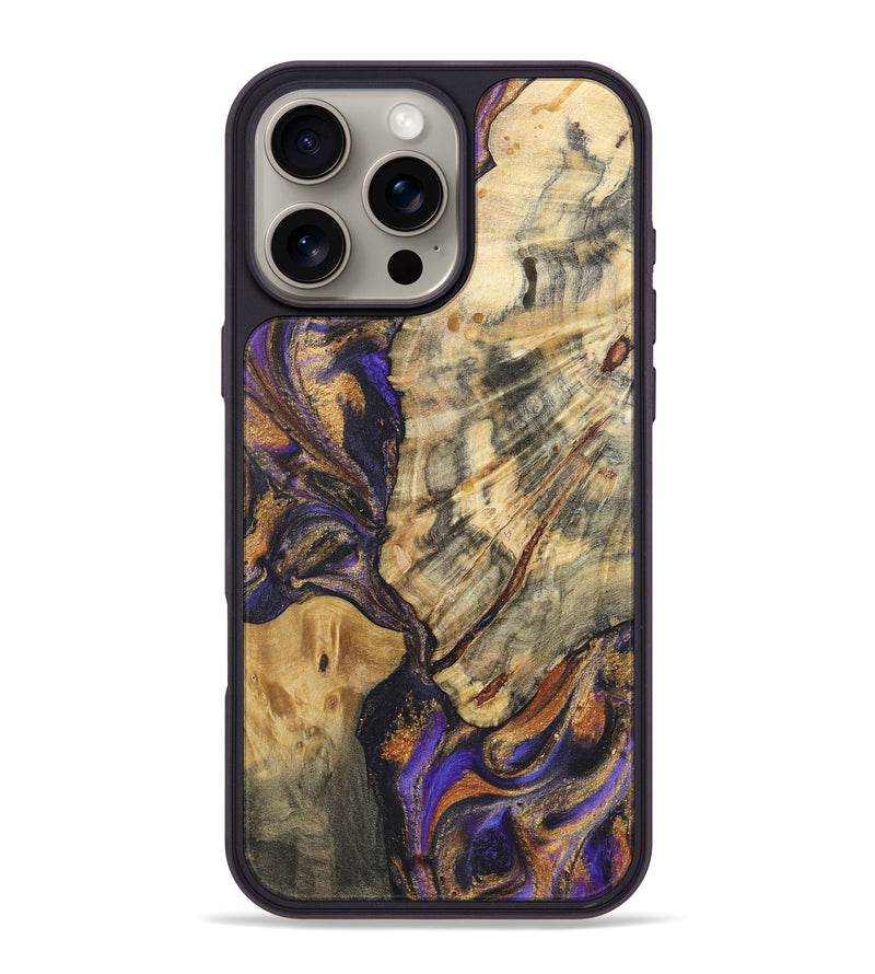 iPhone 16 Pro Max Wood+Resin Phone Case - Nataly (Purple, 722372)