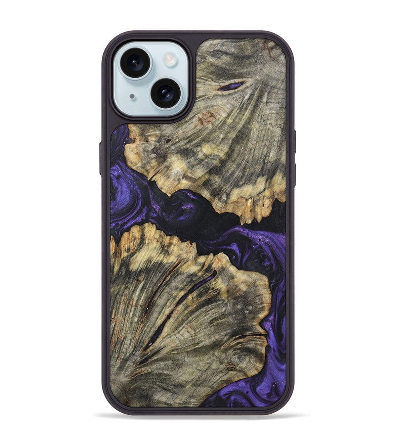 iPhone 15 Plus Wood+Resin Phone Case - Maurice (Purple, 722373)