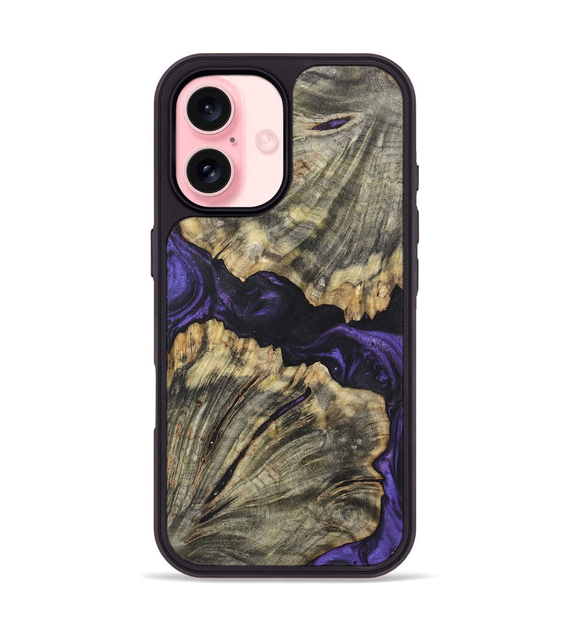 iPhone 16 Wood+Resin Phone Case - Maurice (Purple, 722373)