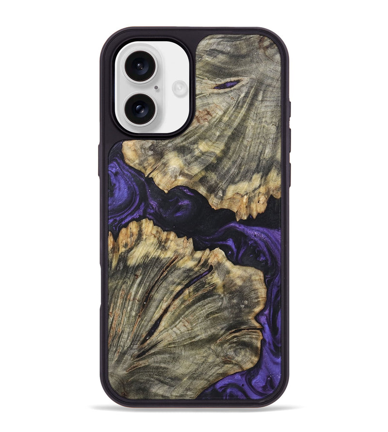 iPhone 16 Plus Wood+Resin Phone Case - Maurice (Purple, 722373)