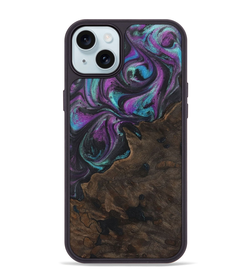 iPhone 15 Plus Wood+Resin Phone Case - Bruce (Purple, 722375)