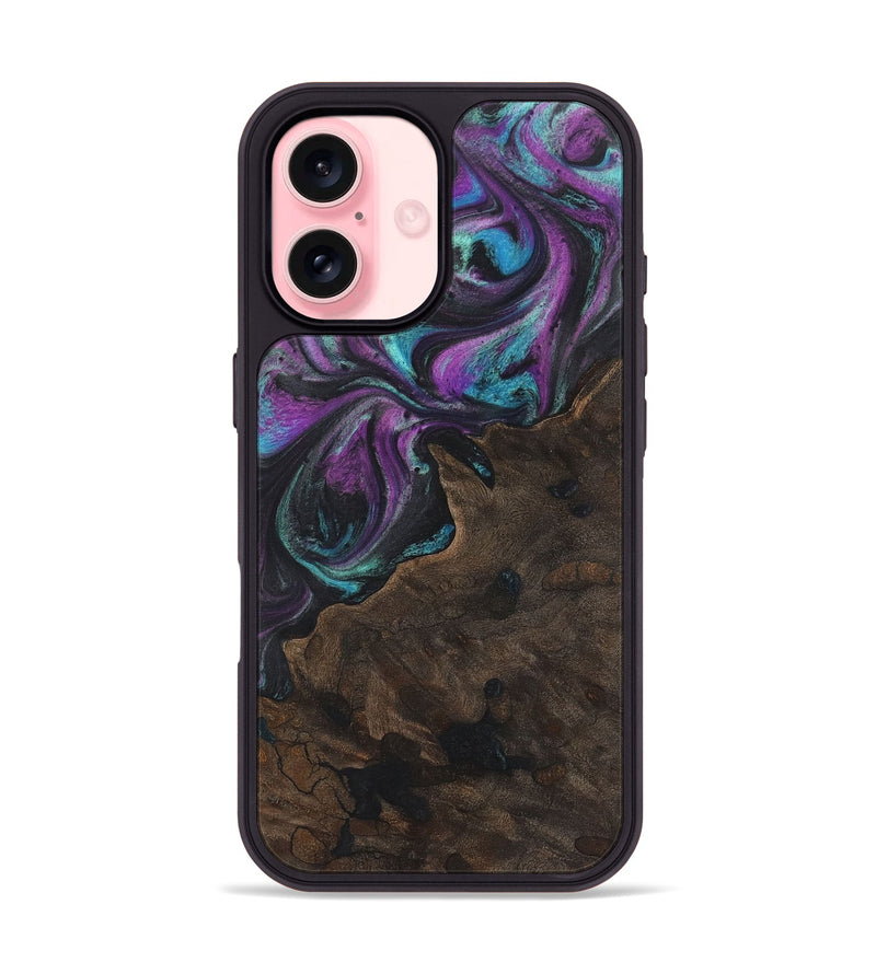 iPhone 16 Wood+Resin Phone Case - Bruce (Purple, 722375)