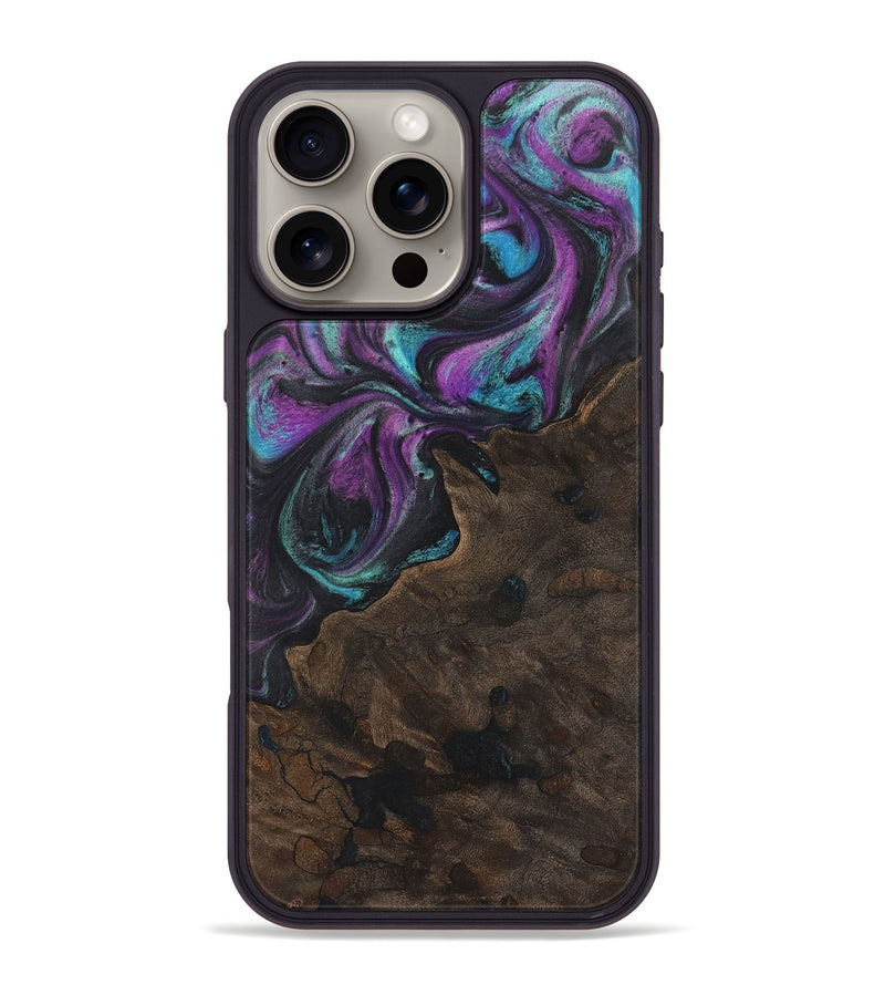 iPhone 16 Pro Max Wood+Resin Phone Case - Bruce (Purple, 722375)