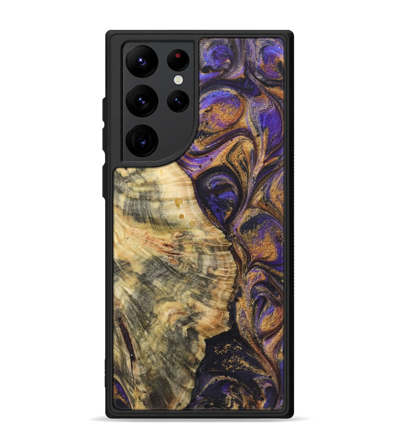 Galaxy S22 Ultra Wood+Resin Phone Case - Kaelyn (Purple, 722376)