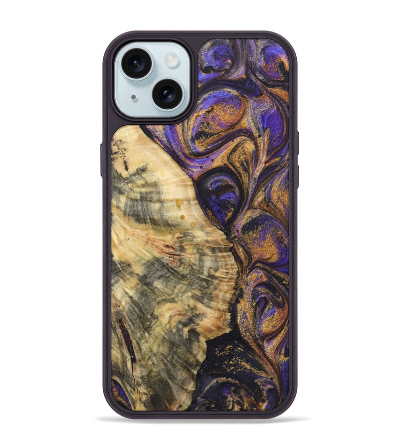 iPhone 15 Plus Wood+Resin Phone Case - Kaelyn (Purple, 722376)