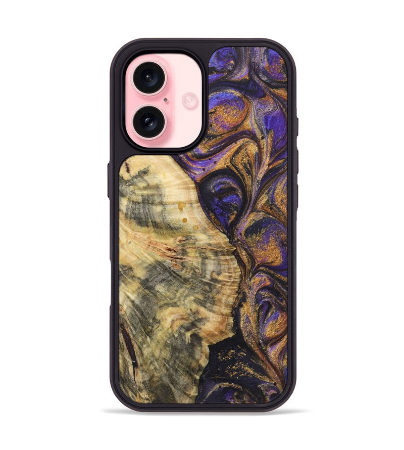 iPhone 16 Wood+Resin Phone Case - Kaelyn (Purple, 722376)