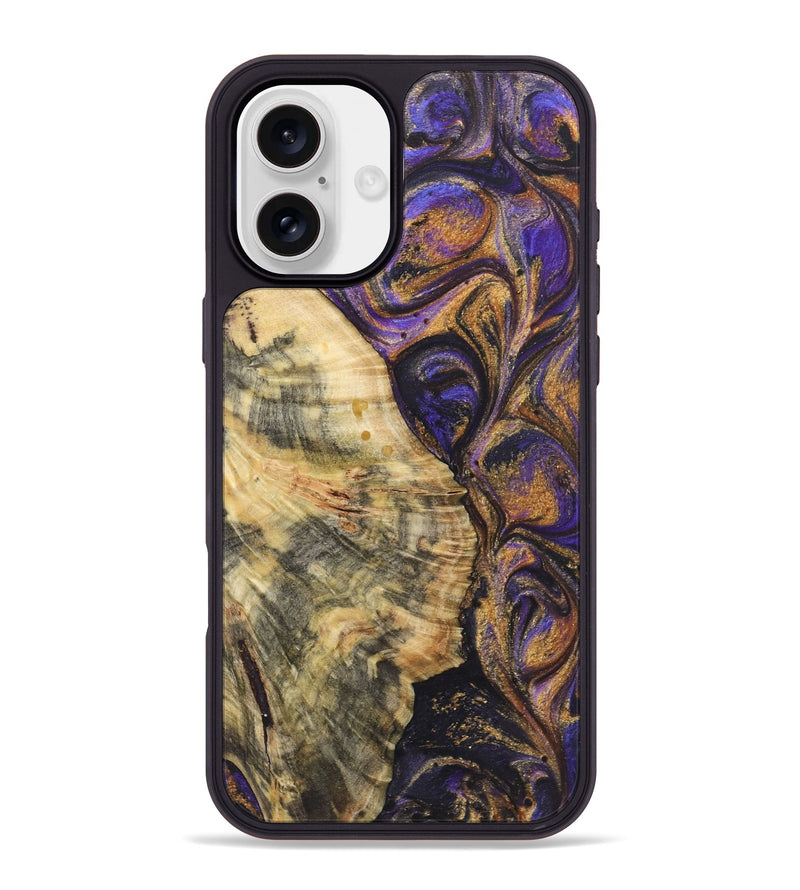 iPhone 16 Plus Wood+Resin Phone Case - Kaelyn (Purple, 722376)