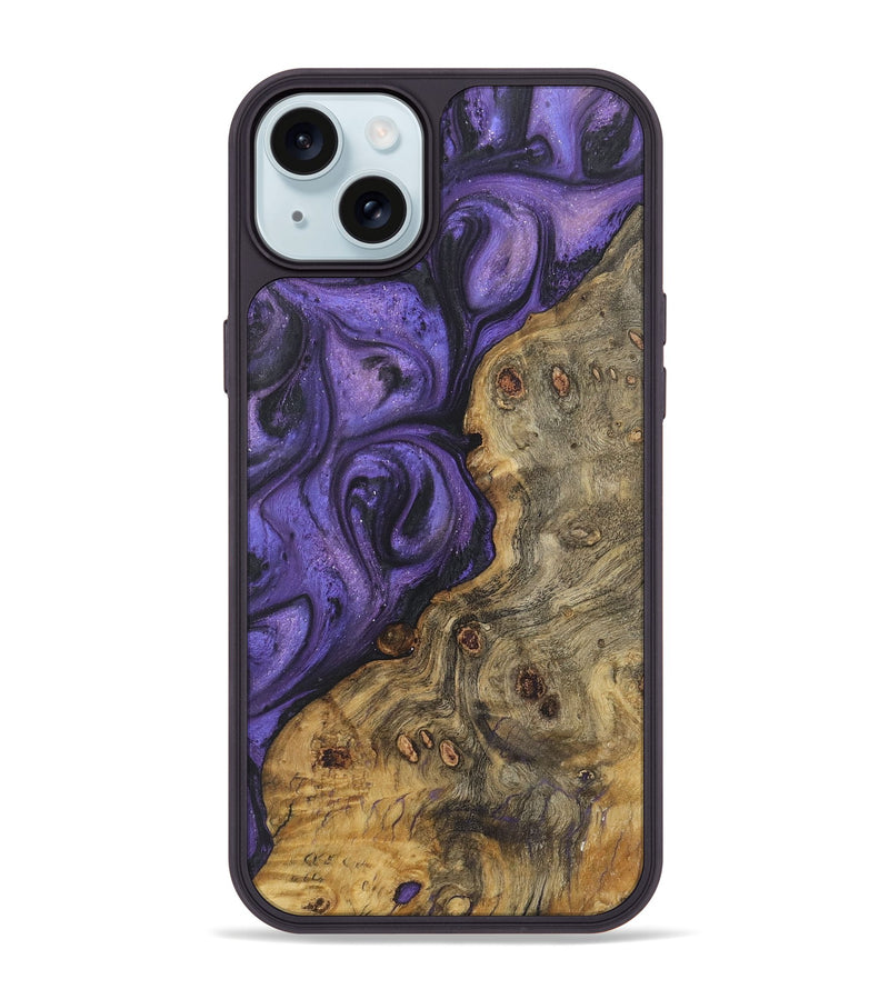 iPhone 15 Plus Wood+Resin Phone Case - Aimee (Purple, 722377)