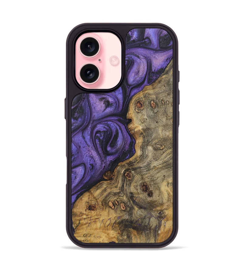 iPhone 16 Wood+Resin Phone Case - Aimee (Purple, 722377)