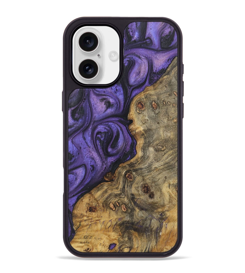 iPhone 16 Plus Wood+Resin Phone Case - Aimee (Purple, 722377)