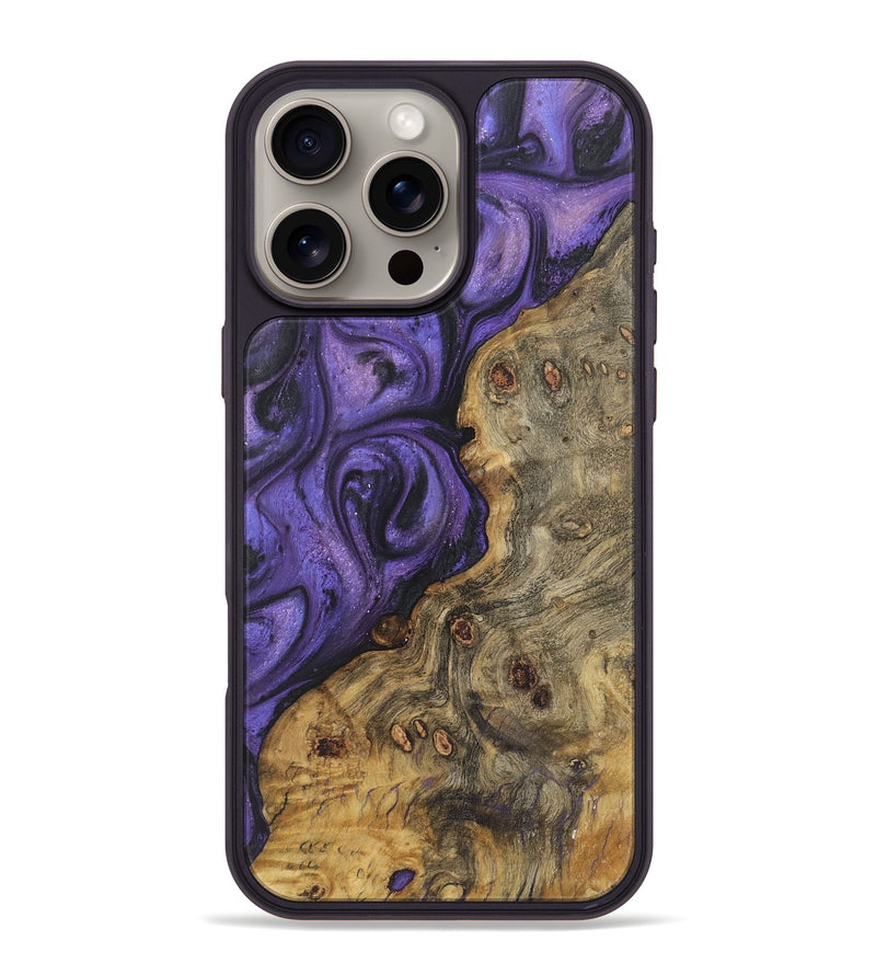 iPhone 16 Pro Max Wood+Resin Phone Case - Aimee (Purple, 722377)