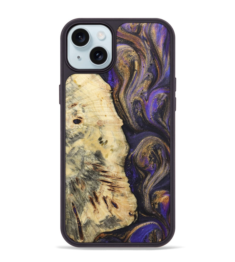 iPhone 15 Plus Wood+Resin Phone Case - Lawrence (Purple, 722378)