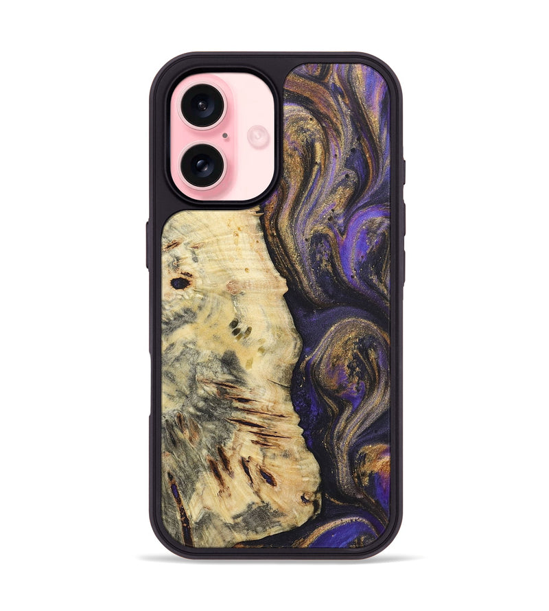 iPhone 16 Wood+Resin Phone Case - Lawrence (Purple, 722378)