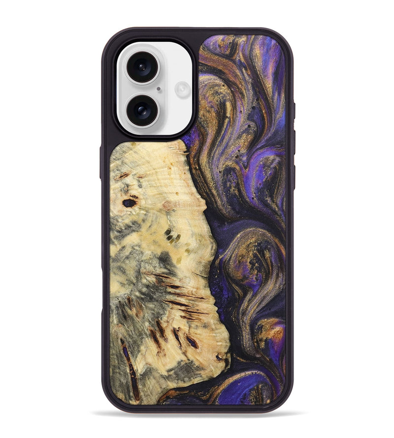 iPhone 16 Plus Wood+Resin Phone Case - Lawrence (Purple, 722378)