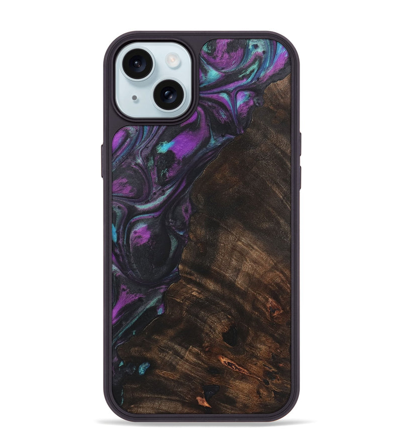 iPhone 15 Plus Wood+Resin Phone Case - Brenda (Purple, 722379)