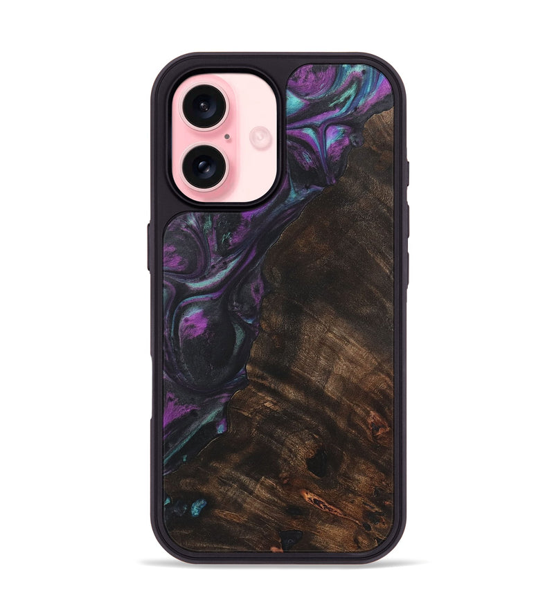 iPhone 16 Wood+Resin Phone Case - Brenda (Purple, 722379)