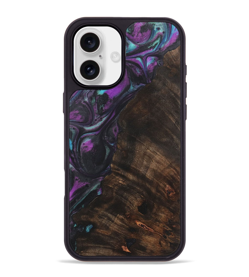 iPhone 16 Plus Wood+Resin Phone Case - Brenda (Purple, 722379)