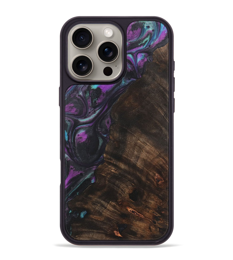 iPhone 16 Pro Max Wood+Resin Phone Case - Brenda (Purple, 722379)