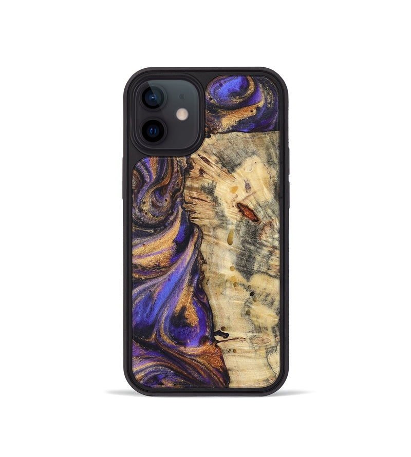 iPhone 12 mini Wood+Resin Phone Case - Valentina (Purple, 722381)