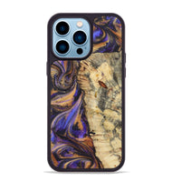 iPhone 14 Pro Max Wood+Resin Phone Case - Valentina (Purple, 722381)