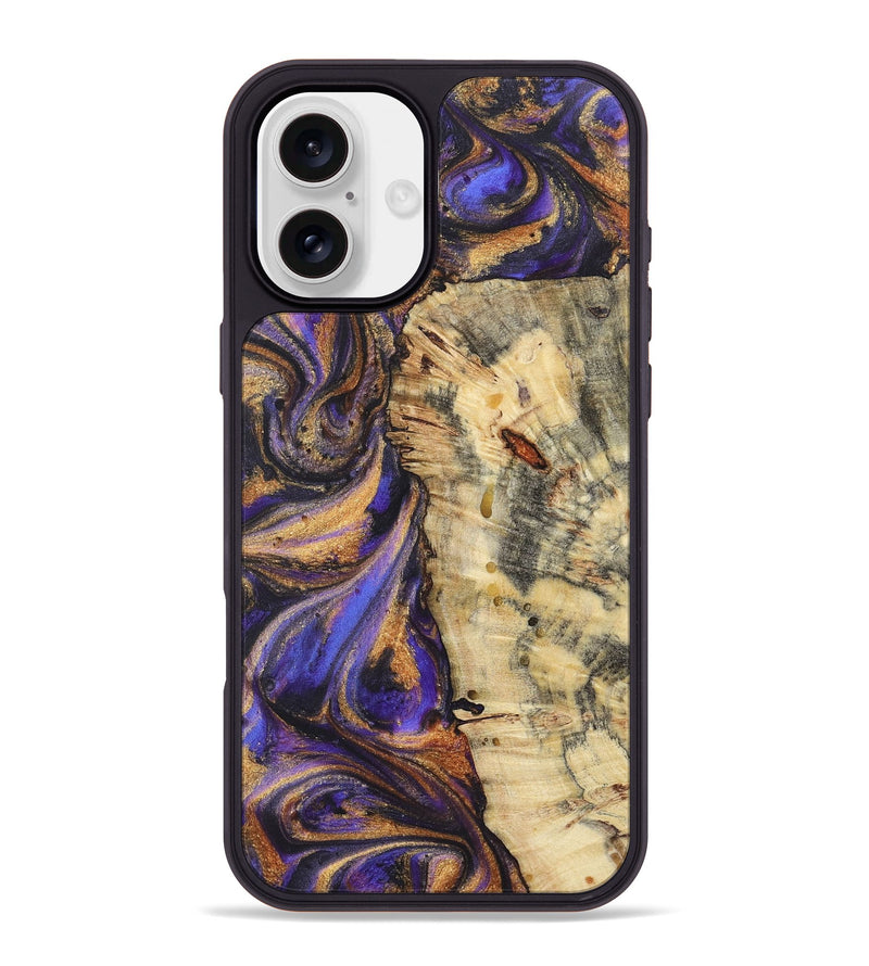 iPhone 16 Plus Wood+Resin Phone Case - Valentina (Purple, 722381)