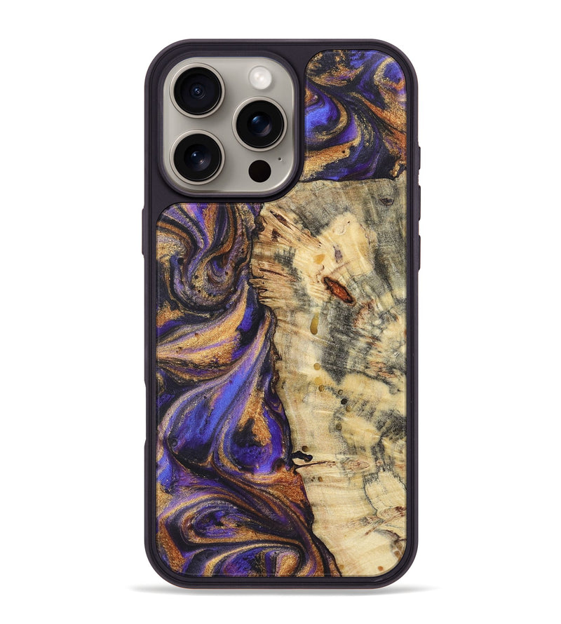 iPhone 16 Pro Max Wood+Resin Phone Case - Valentina (Purple, 722381)