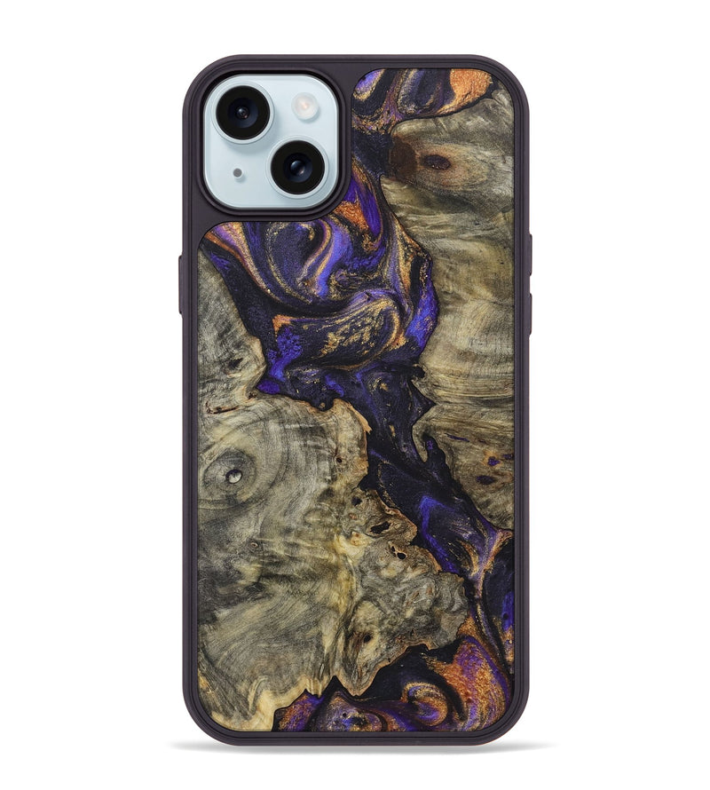 iPhone 15 Plus Wood+Resin Phone Case - Jewell (Purple, 722384)