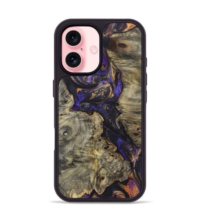 iPhone 16 Wood+Resin Phone Case - Jewell (Purple, 722384)