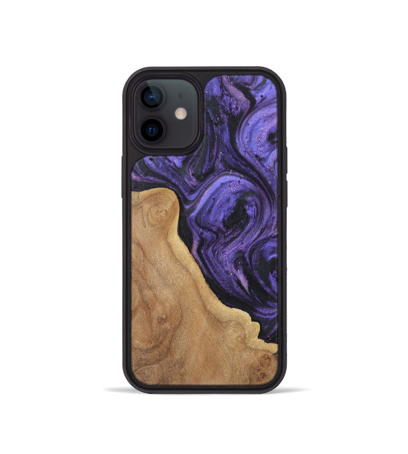 iPhone 12 mini Wood+Resin Phone Case - Nicolette (Purple, 722386)