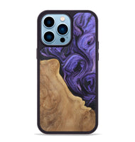 iPhone 14 Pro Max Wood+Resin Phone Case - Nicolette (Purple, 722386)