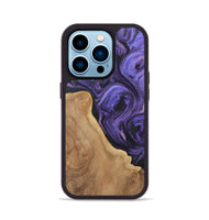 iPhone 14 Pro Wood+Resin Phone Case - Nicolette (Purple, 722386)