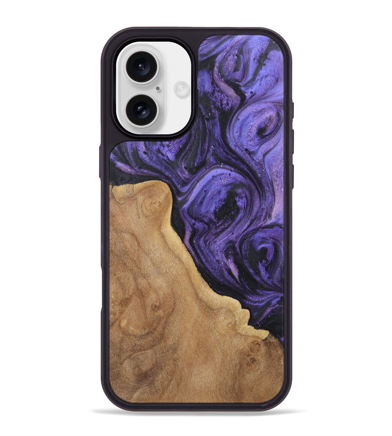 iPhone 16 Plus Wood+Resin Phone Case - Nicolette (Purple, 722386)