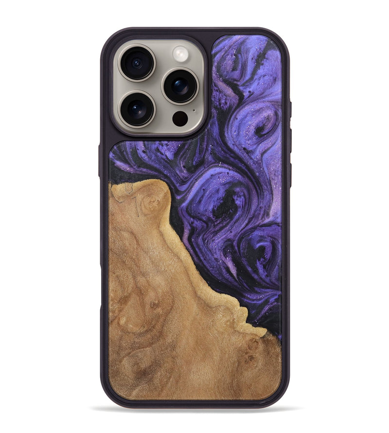 iPhone 16 Pro Max Wood+Resin Phone Case - Nicolette (Purple, 722386)