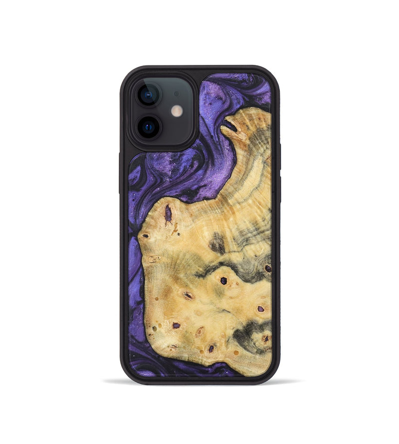 iPhone 12 mini Wood+Resin Phone Case - Candice (Purple, 722389)