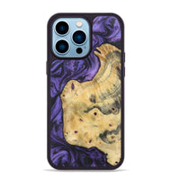 iPhone 14 Pro Max Wood+Resin Phone Case - Candice (Purple, 722389)