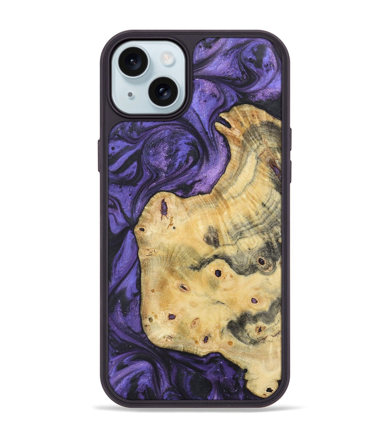 iPhone 15 Plus Wood+Resin Phone Case - Candice (Purple, 722389)