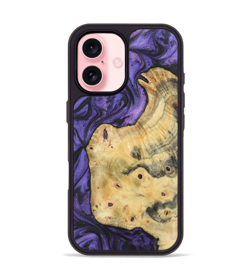 iPhone 16 Wood+Resin Phone Case - Candice (Purple, 722389)