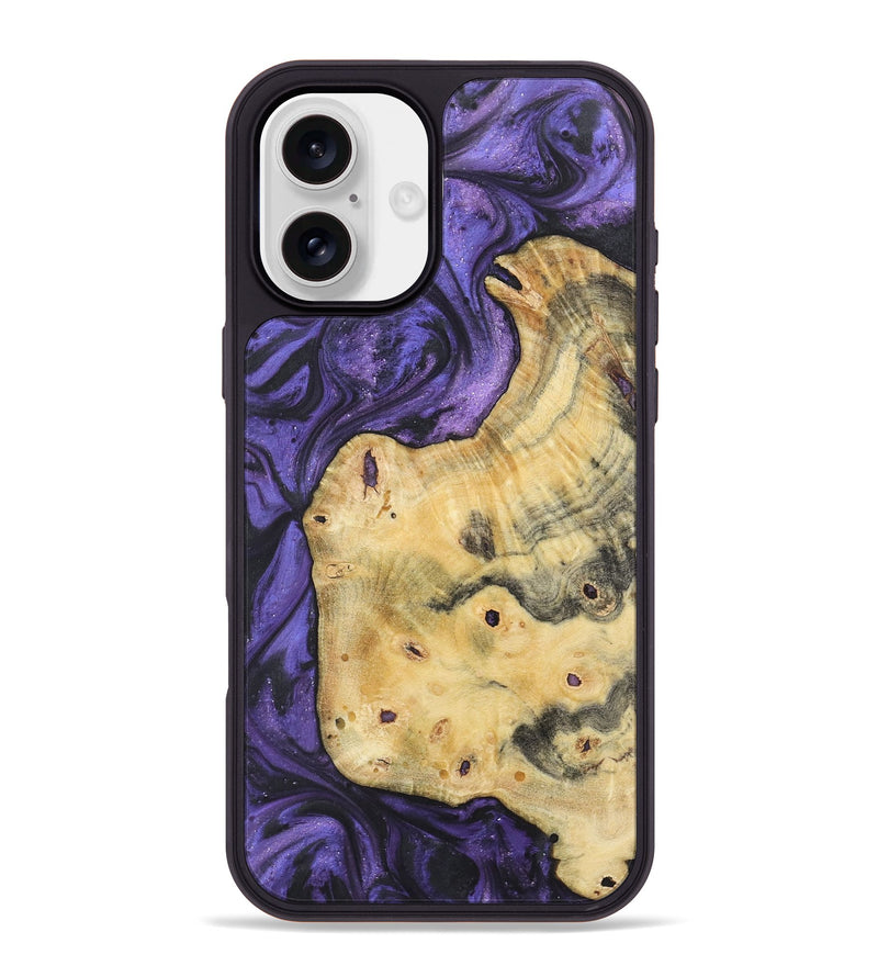 iPhone 16 Plus Wood+Resin Phone Case - Candice (Purple, 722389)