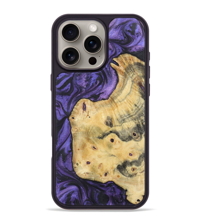 iPhone 16 Pro Max Wood+Resin Phone Case - Candice (Purple, 722389)